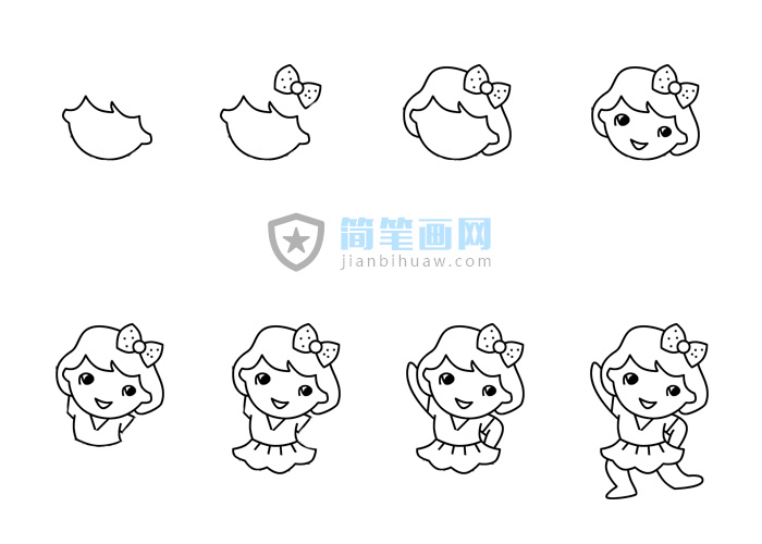 在跳舞的小女孩簡筆畫步驟畫法圖片