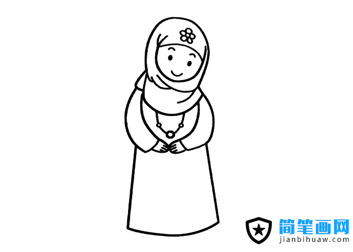 少數民族回族姑娘簡筆畫圖片