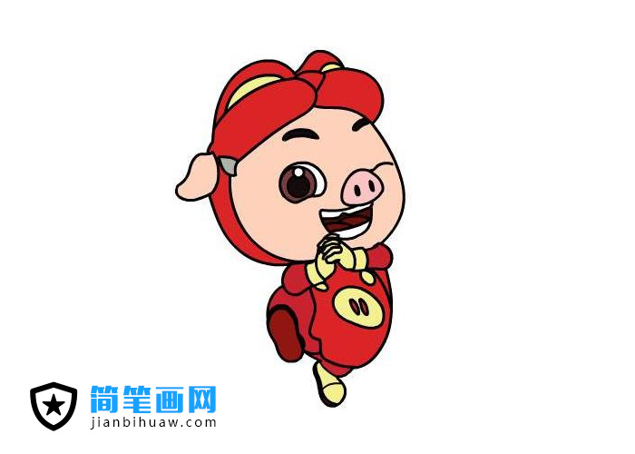 一只可愛的豬豬俠簡筆畫圖片